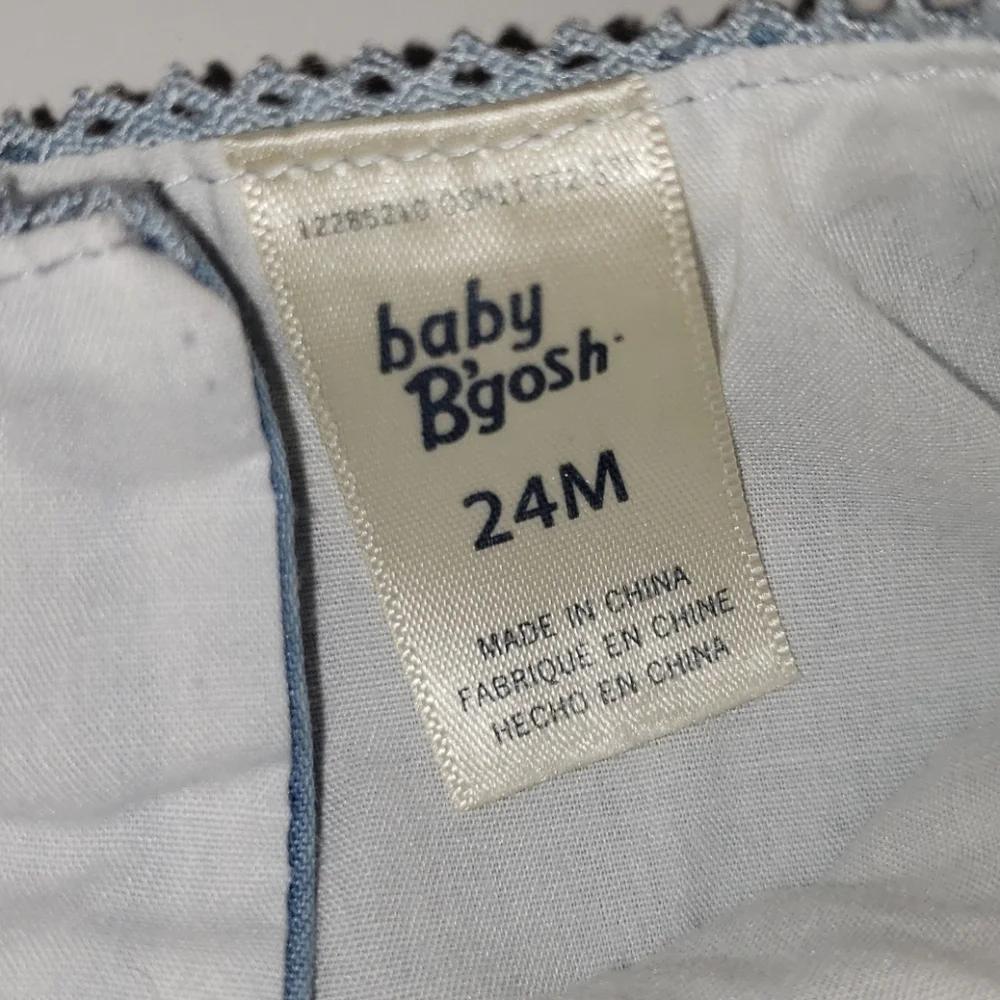 Baby B'Gosh Blue Chambray Sleeveless Floral Embroidered Dress, Size 24M